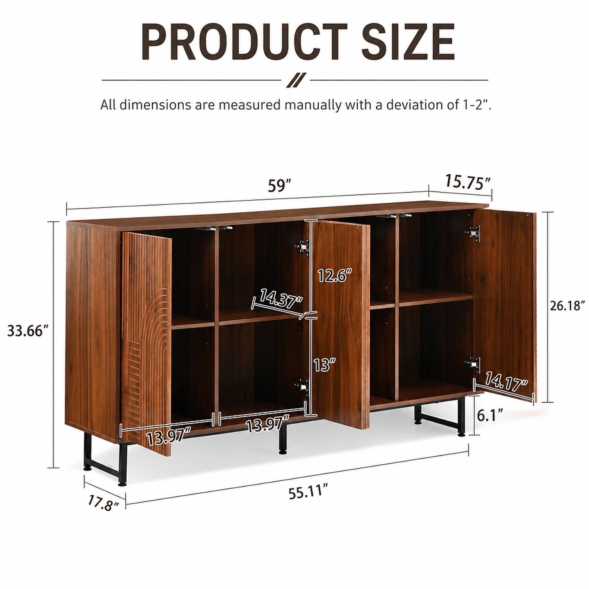 PRODUCT SIZE // All dimensions are measured manually with a deviation of 1-2".

59"
15.75"
33.66"
12.6"
14.37"
26.18"
13.97"
13"
14.17"
6.1"
17.8"
55.11"