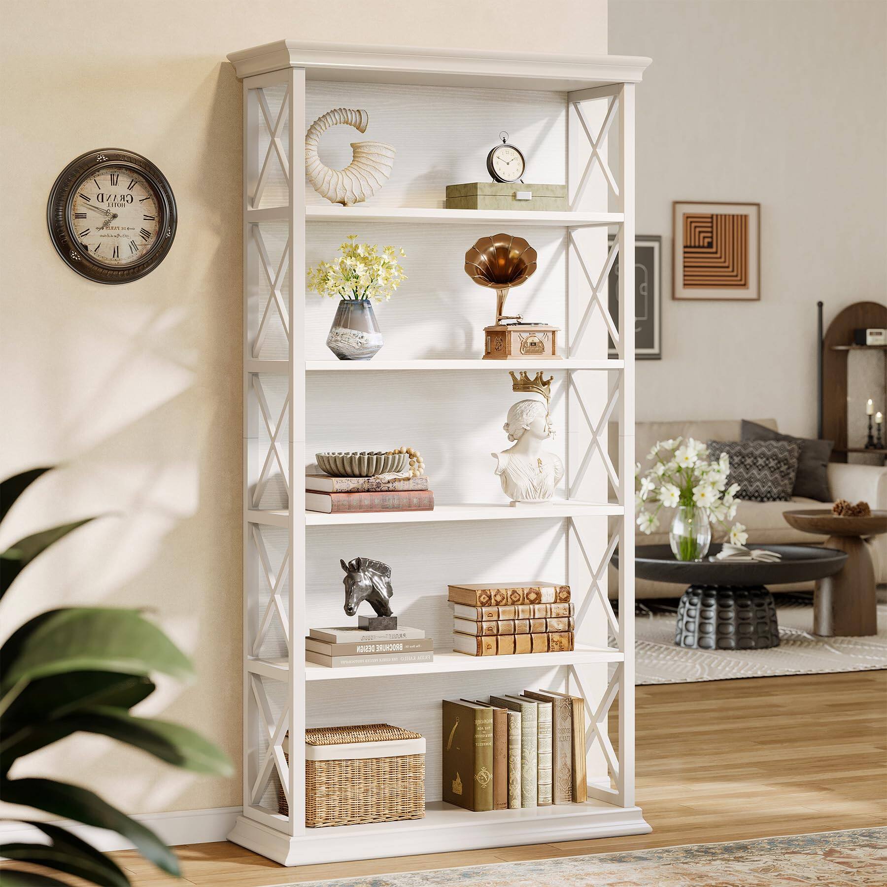 Tribesigns 71 Inch Tall Bookcase, 5 Tier Industrial Metal Bookshelf ...