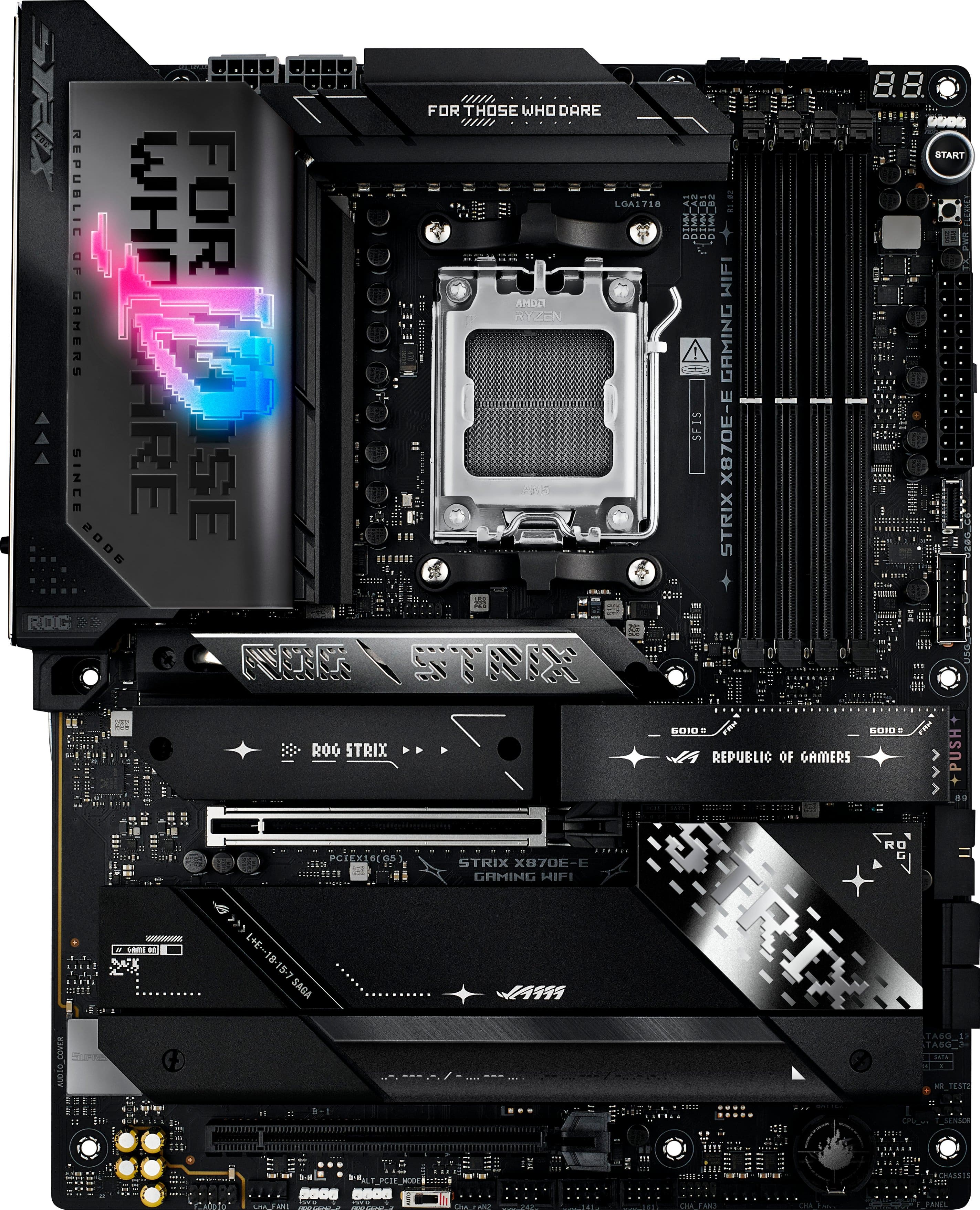 ASUS - ROG STRIX X870E-E GAMING WIFI (Socket AM5) AMD X870 ATX DDR5 Wi-Fi 7 Motherboard - Black - Front_Zoom