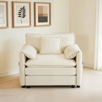 Roomtec - 41.73 inch Chenille Armchair with 1 Toss Pillow Modern Modular Reading Chair for Living Room - Beige