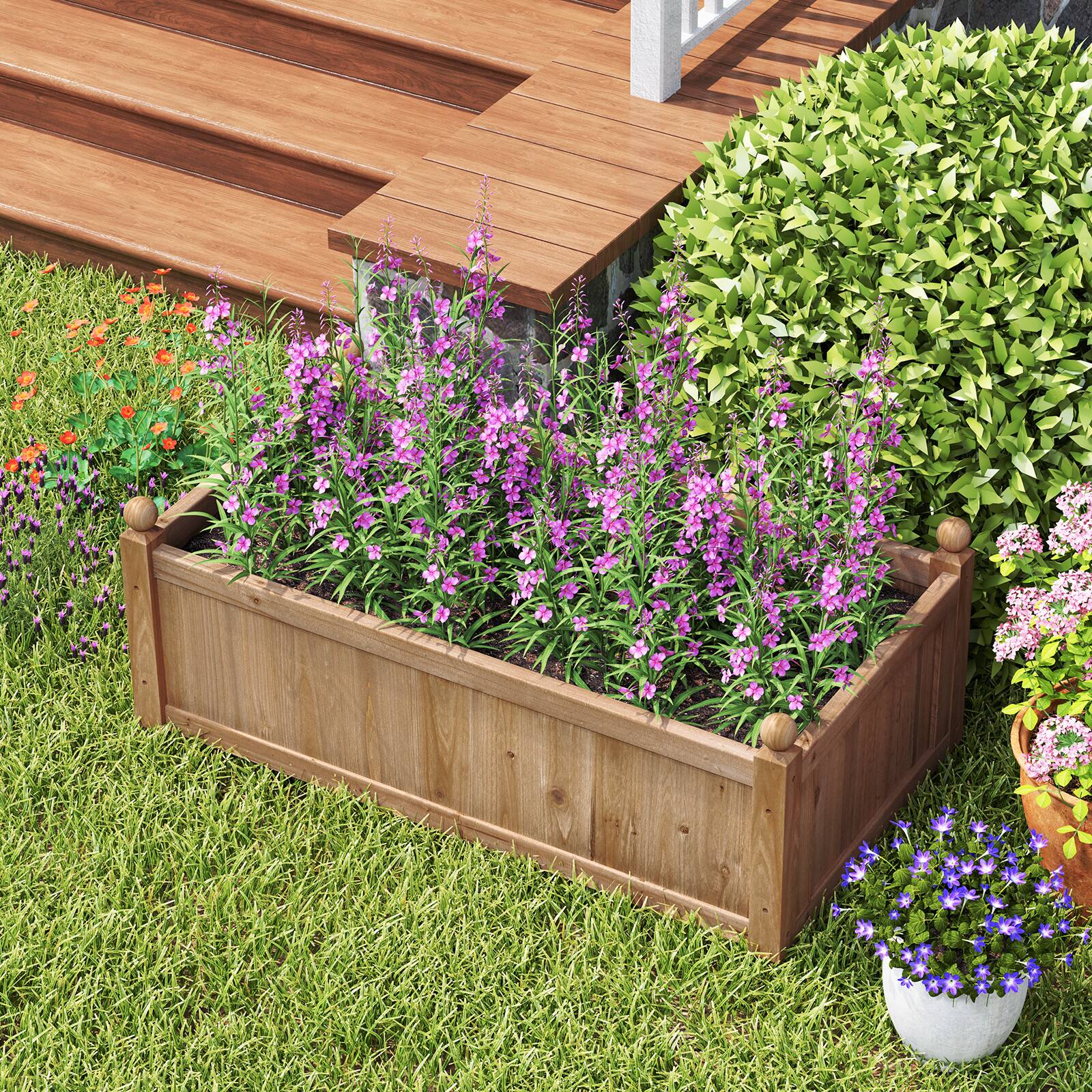 Alt View 1. Gymax - Gymax Raised Garden Bed 46'' x 24'' x 16'' Planter Box w/ 4 Drainage Holes for Patio - Rustic Brown.