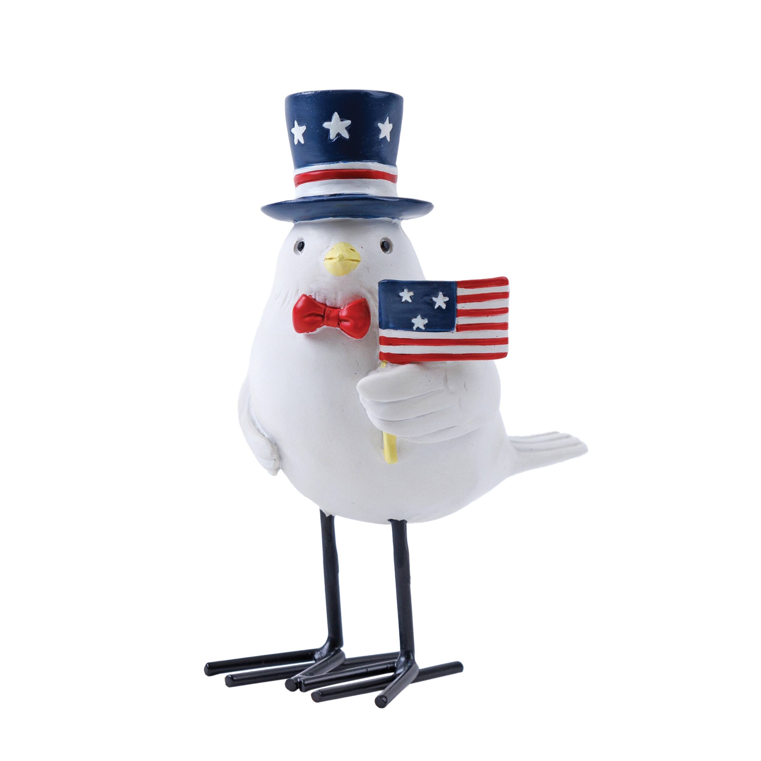 Left. BreeBe - Americana Bird Figurine (Set of 3) - Red, White, Blue.