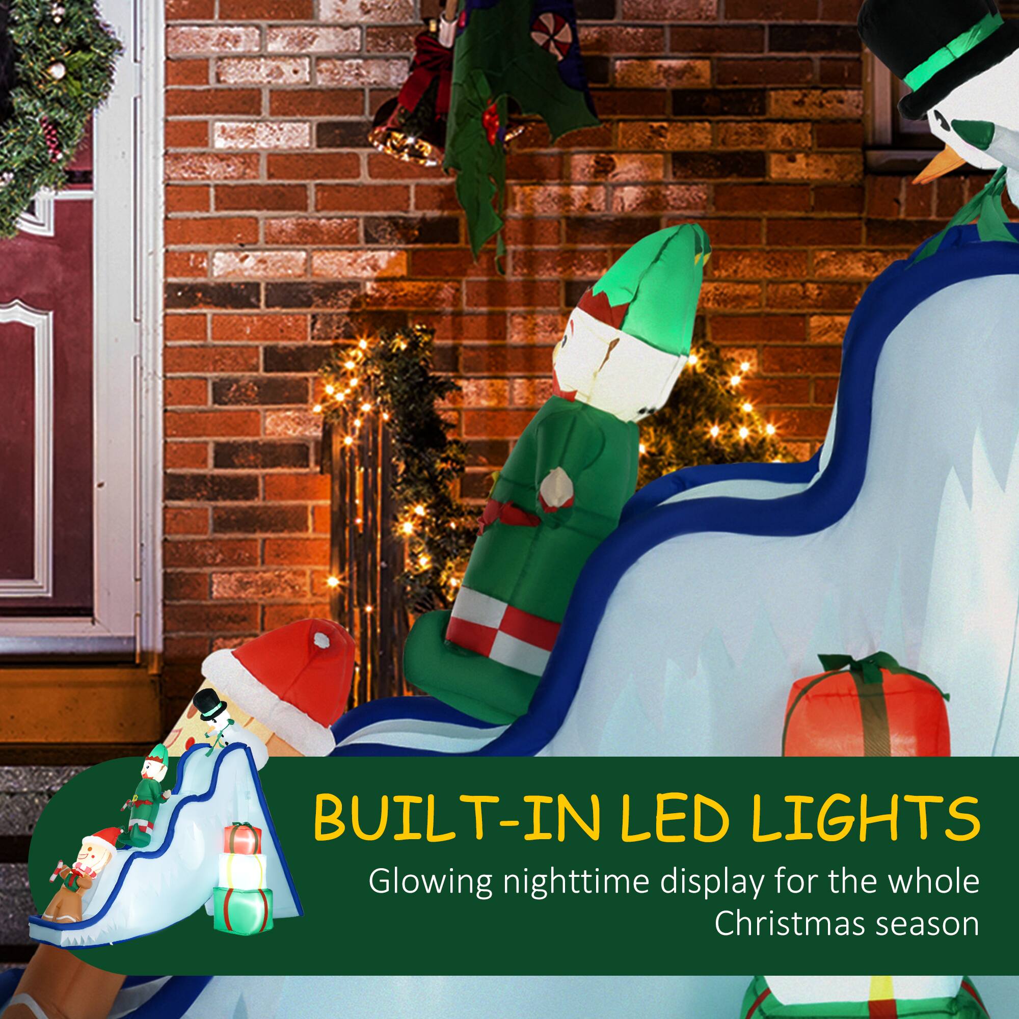 BUILT-IN LED LIGHTS: Glowing nighttime display for the whole Christmas season.