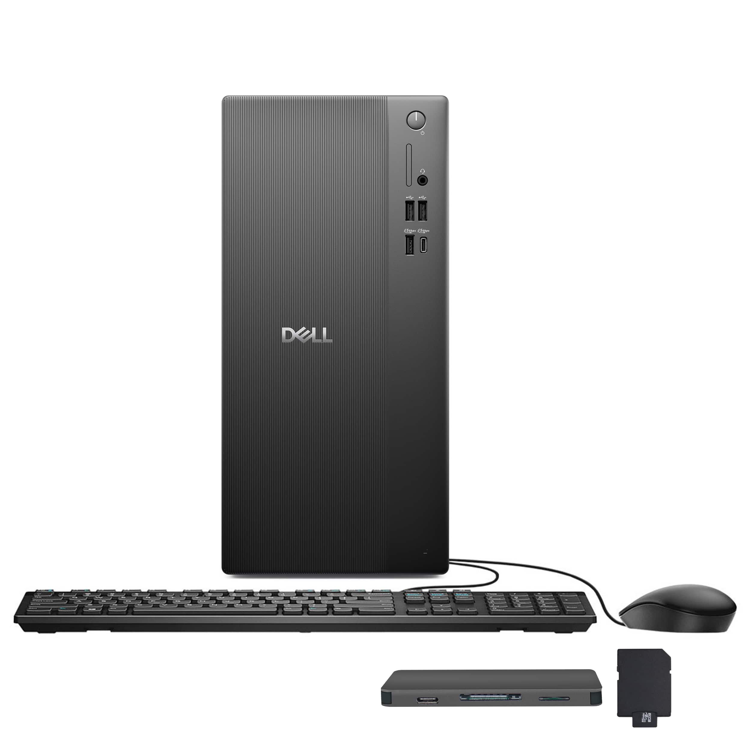 Dell - Tower Desktop,Intel Ultra 5 225,16GB RAM,512GB SSD+160GB Dock Set,UHD Graphics,Keyboard & Mouse,Win 11 - Black