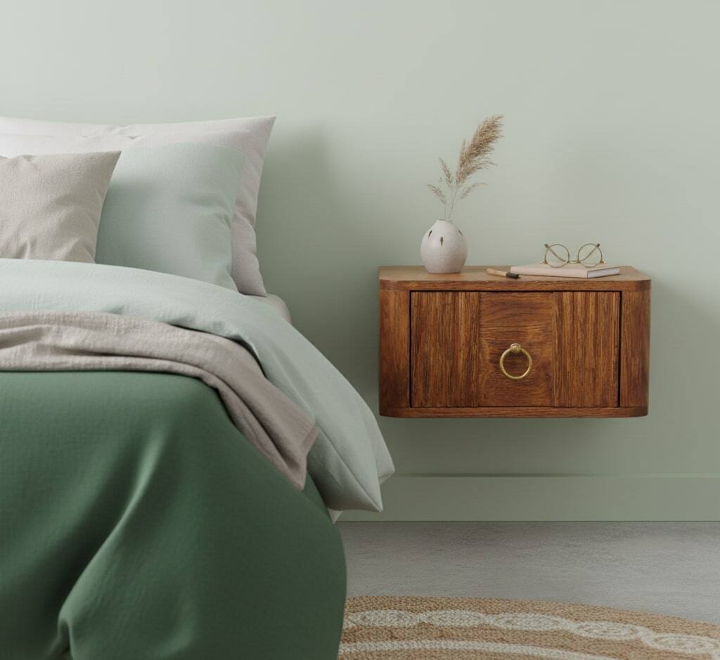 Alt View 2. Artisan Furniture - Artisan Furniture Solid Wood Aurelia Wall Bedside - Brown.