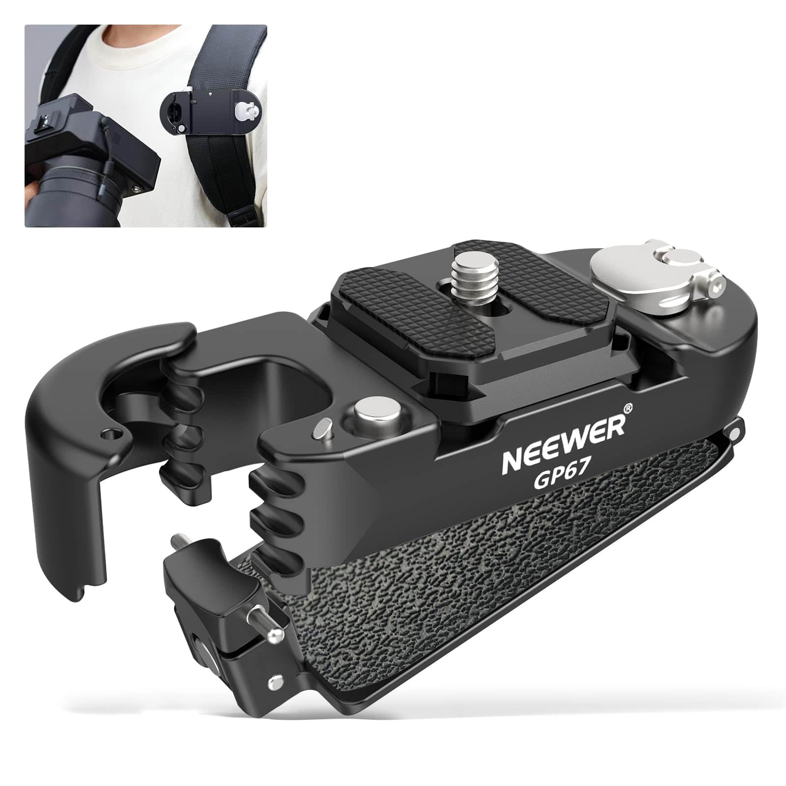 Neewer - Backpack Camera Clip with QR Plate - Quick Release Belt Clip Compatible with Peak Design System