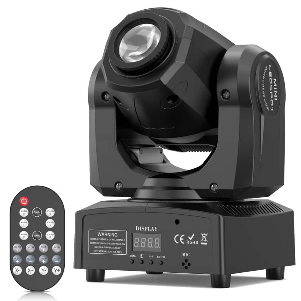 UKing - 60W Gobo Black Shell Stage Light Remote Moving Head LED DMX for Disco Wedding DJ Party Dance