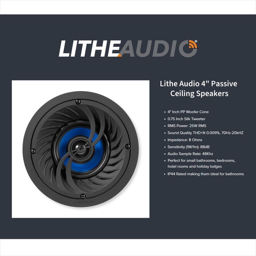 Lithe Audio 4 In. Passive Ceiling Speaker (Single) Black 03255 - Best Buy