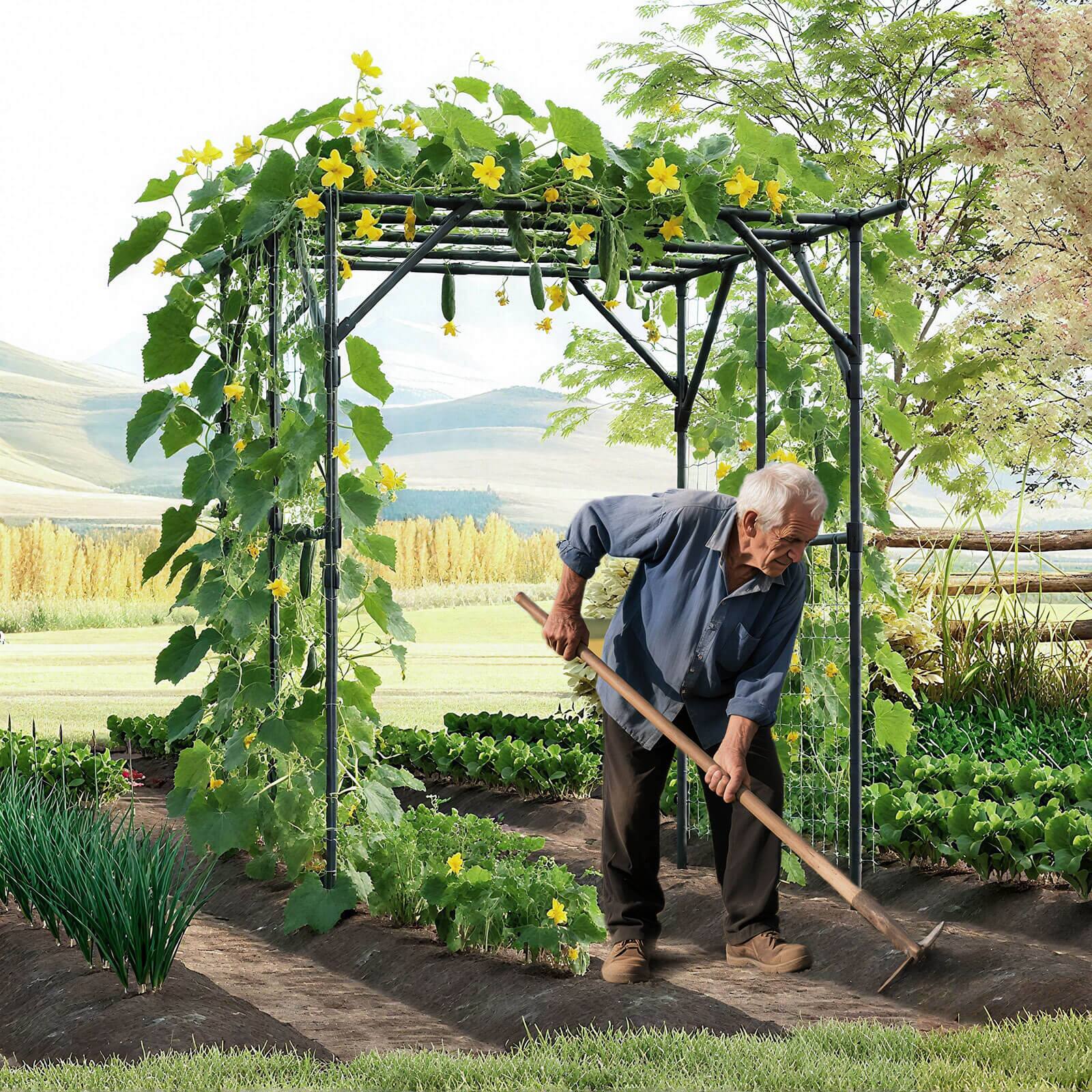 Alt View 1. Costway - Costway 79" x 59" x 78" Large Garden Arch Trellis for Tomato Cucumber Vegetable Rose - Black.