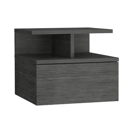 Front. Spaco - Spaco Floating Nightstand 12"H, Wall Mounted with Single Drawer and 2-Tier Shelf for Bedroom - Oak.