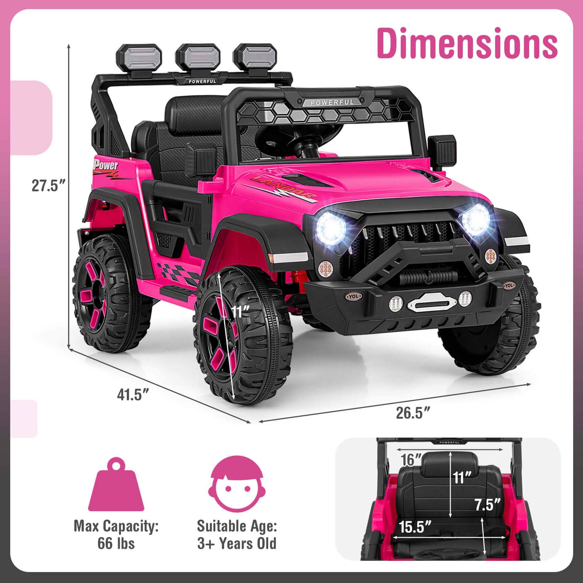Dimensions  
27.5"  
41.5"  
26.5"  

Max Capacity: 66 lbs  
Suitable Age: 3+ Years Old  

15.5"  
16"  
11"  
7.5"