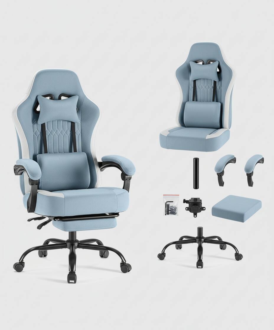 Alt View 1. AOITUN - Computer Gaming Chair High Back Ergonomic, Value for Daily Use - Blue.