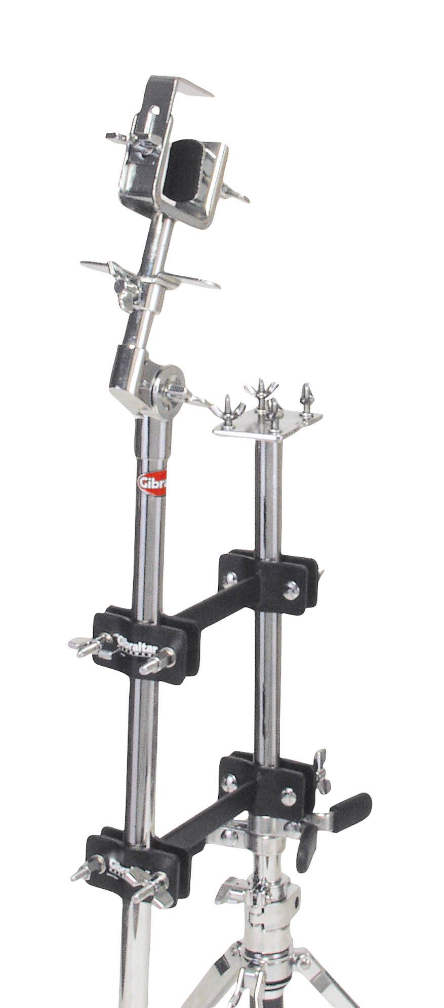 Front. Gibraltar Hardware - Bongo Double Conga Stand Mount, with Dual Steel Arm Braces & Separator for Secure Positioning, Easily Attach Bongos.