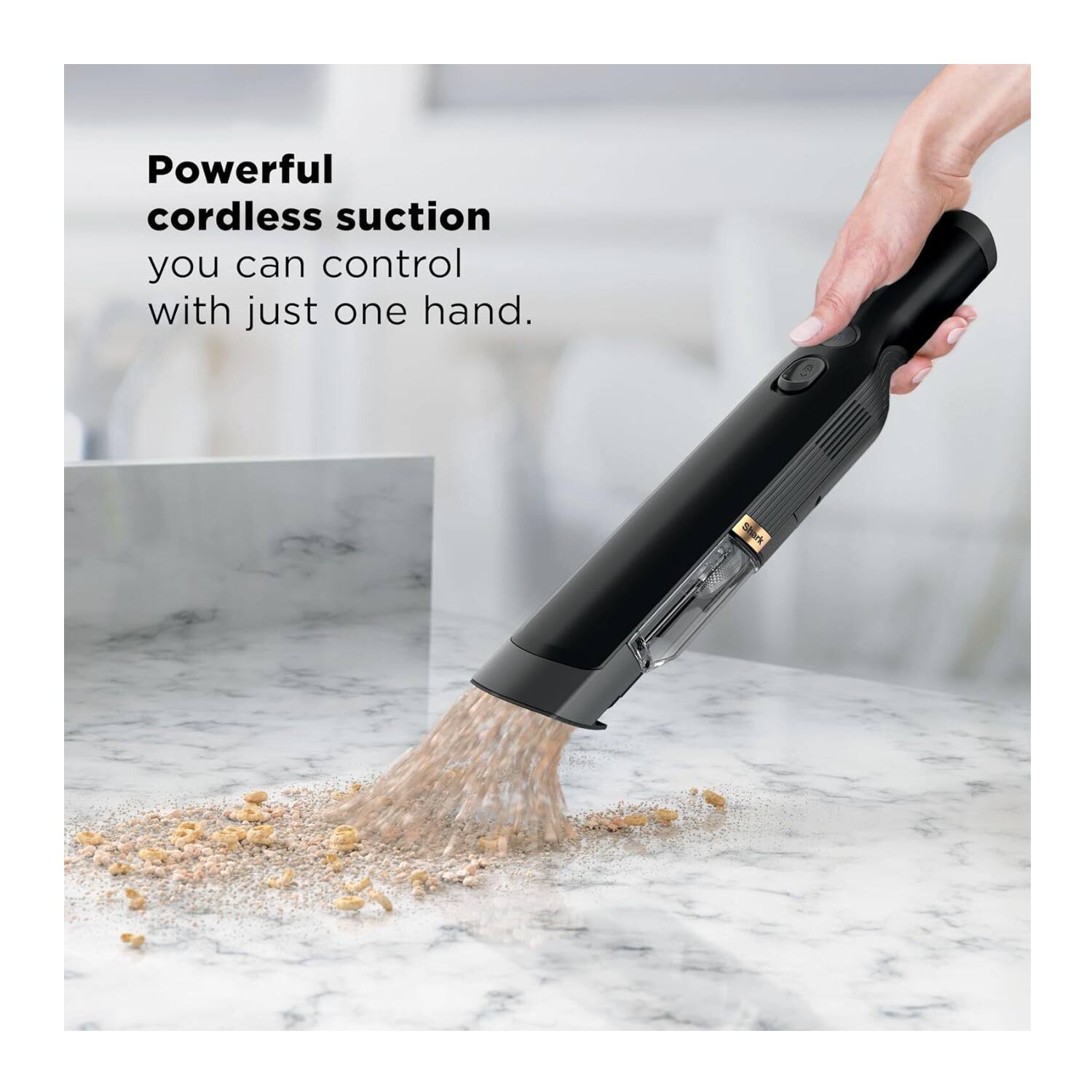 Powerful cordless suction you can control with just one hand.