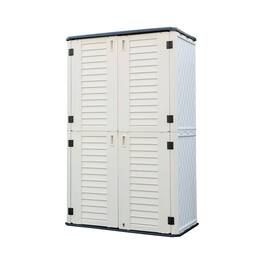 Mondawe - 260 Gallons HDPE UV-Resistant Double-Panel Outdoor Storage Shed - White