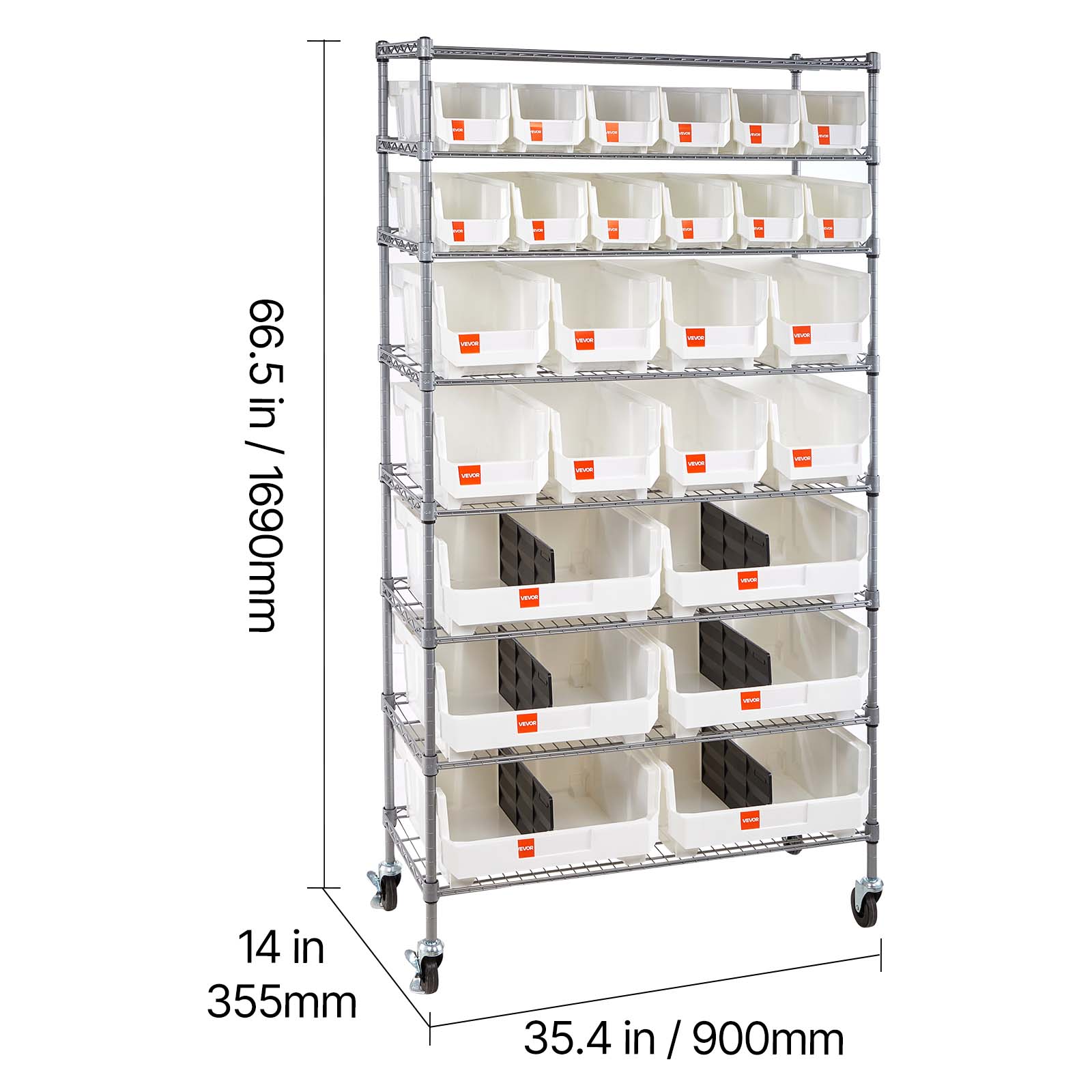 - 66.5 in / 1690mm
- 14 in / 355mm
- 35.4 in / 900mm
