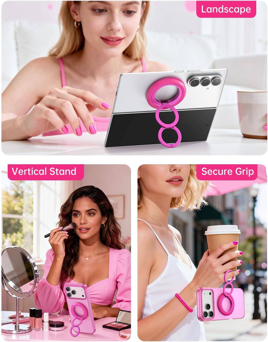 Landscape  
Vertical Stand  
Secure Grip