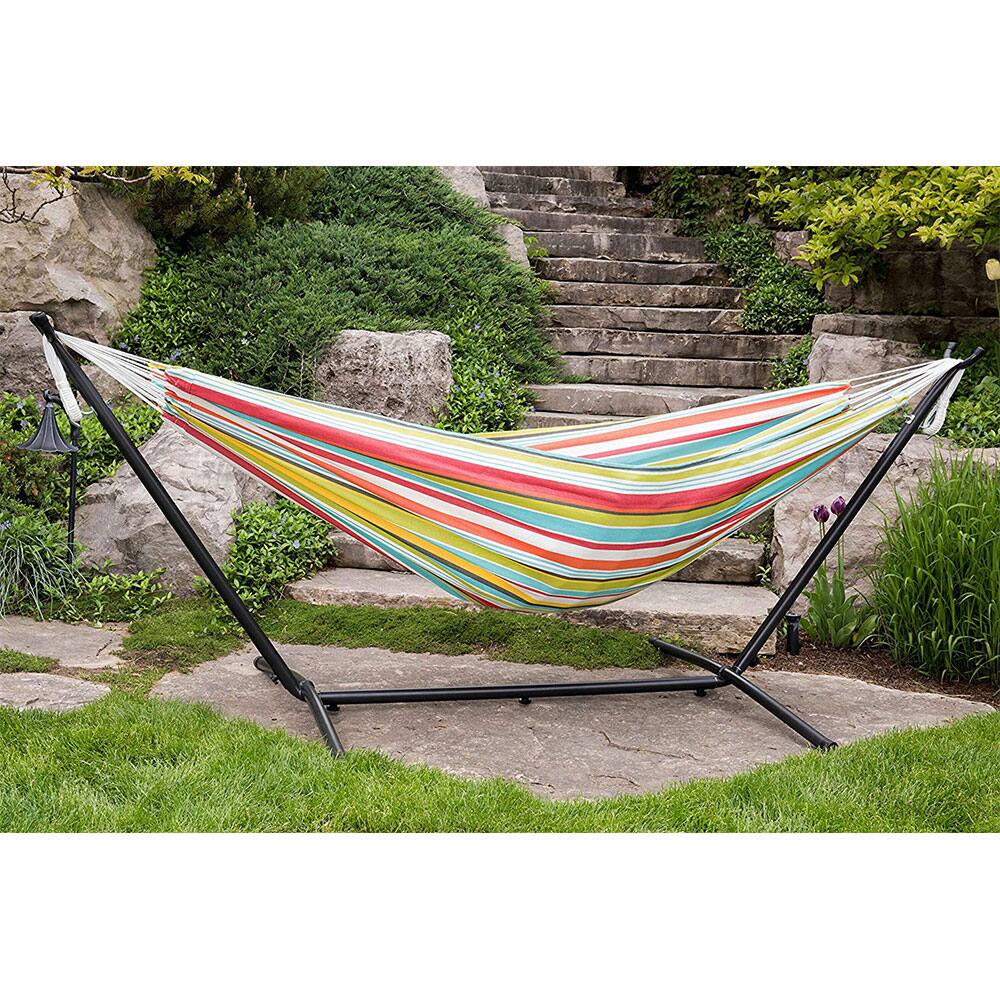 Alt View 1. Vivere - Vivere Double Polyester Easy Assemble Outdoor Hammock with Steel Stand, Ciao.