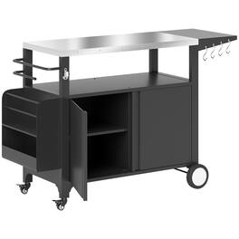 Outsunny - Grill Cart Table with Stainless Steel Top - Silver
