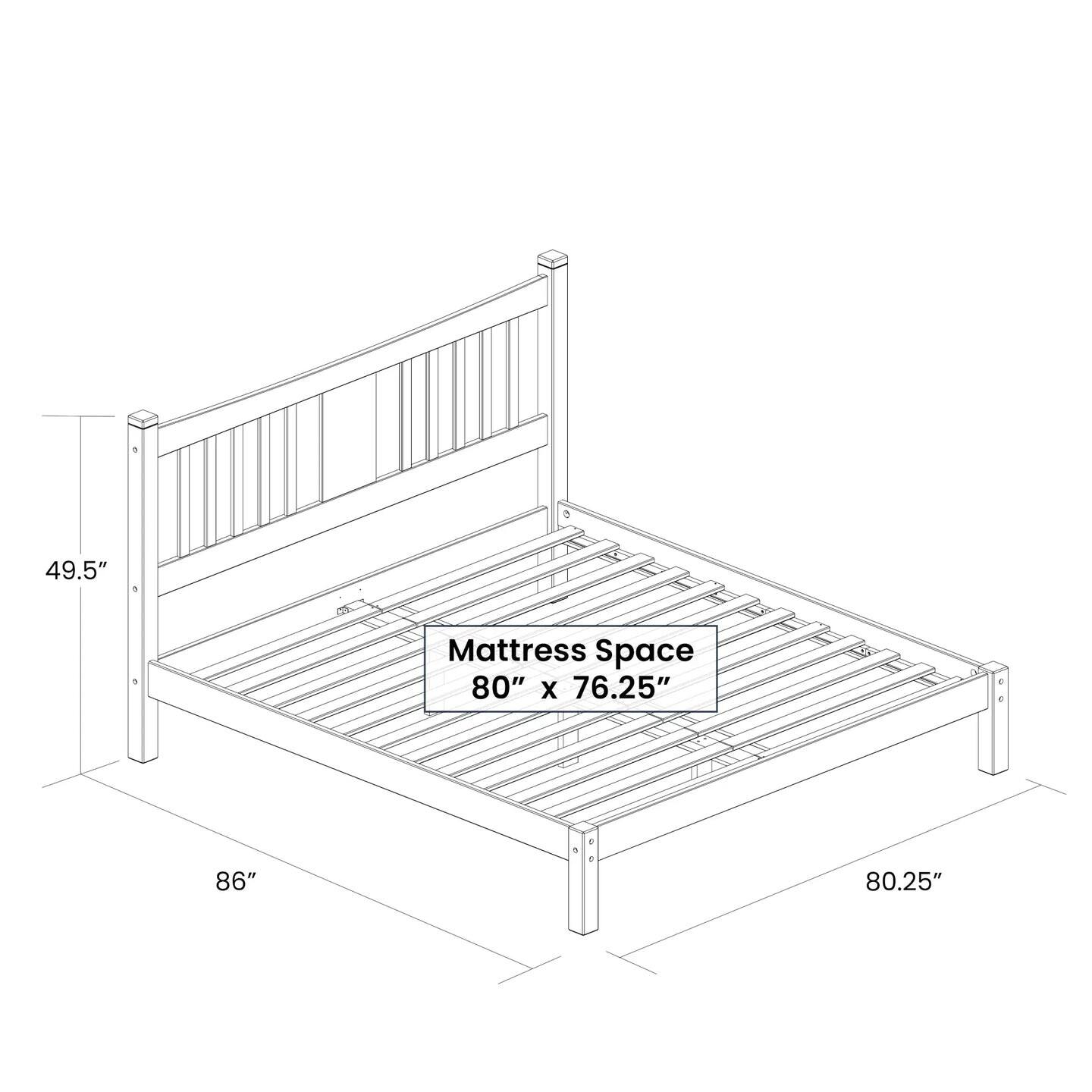 49.5", 86", 80.25" - Dimensions
Mattress Space 80" x 76.25" - Mattress dimensions