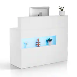 VEVOR - Reception Desk, 47 Inch Rectangular Front Counter Table, Office Reception Desk - White