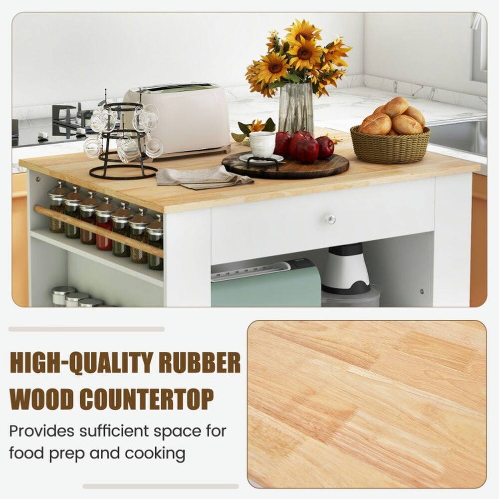 HIGH-QUALITY RUBBER WOOD COUNTERTOP  
Provides sufficient space for food prep and cooking