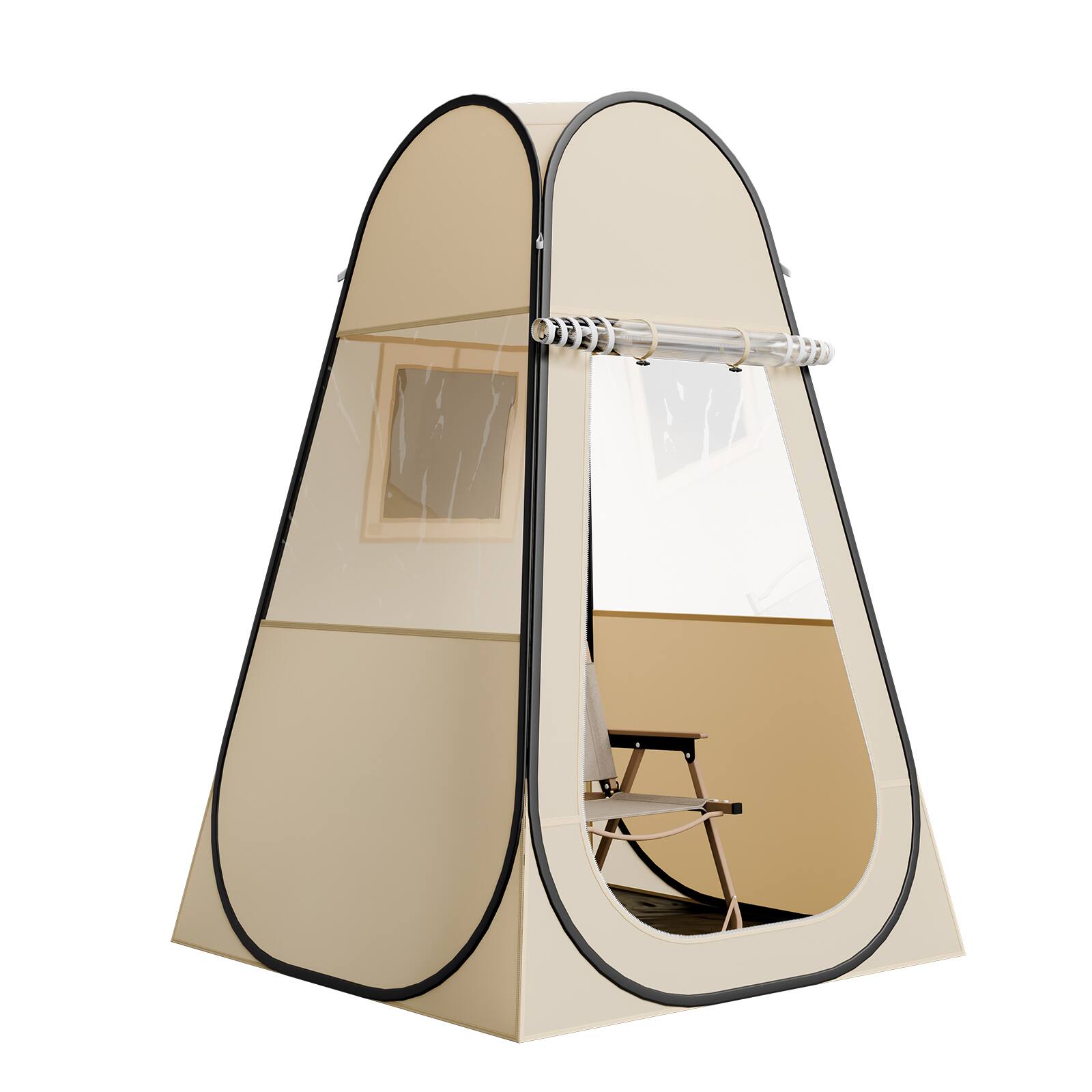 Alt View 5. VEVOR - Pop up Sports Tent, 47x47 in Clear Bubble Tent for 1 Person, Waterproof Outdoor Pod with Floor Mat & Top Cover - Transparent.