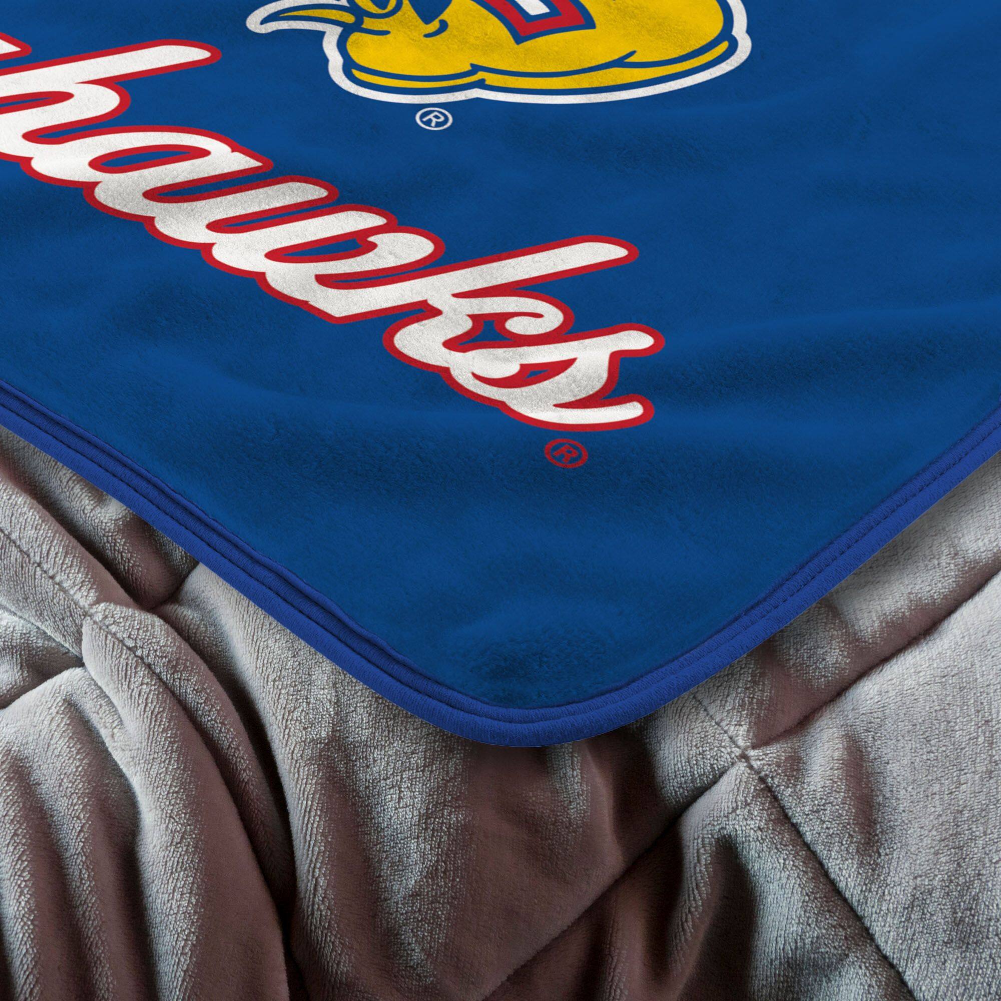 Back. Sweet Home Collection - NCAA Kansas Jayhawks 46" x 60" Raschel Throw Blanket - Blue.