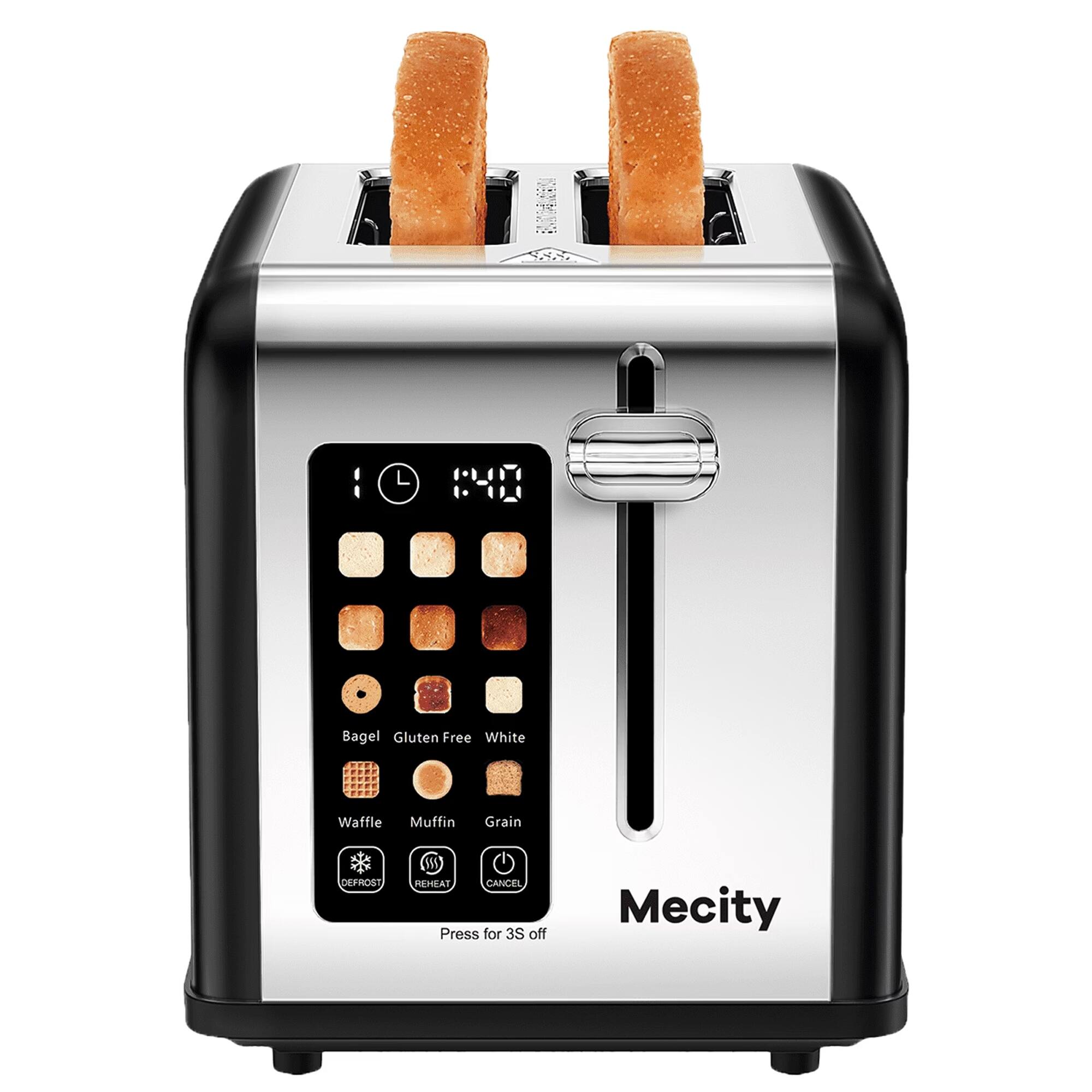 Bagel Gluten Free White  
Waffle Muffin Grain  
DEFROST REHEAT CANCEL Press for 3S off  
Mecity