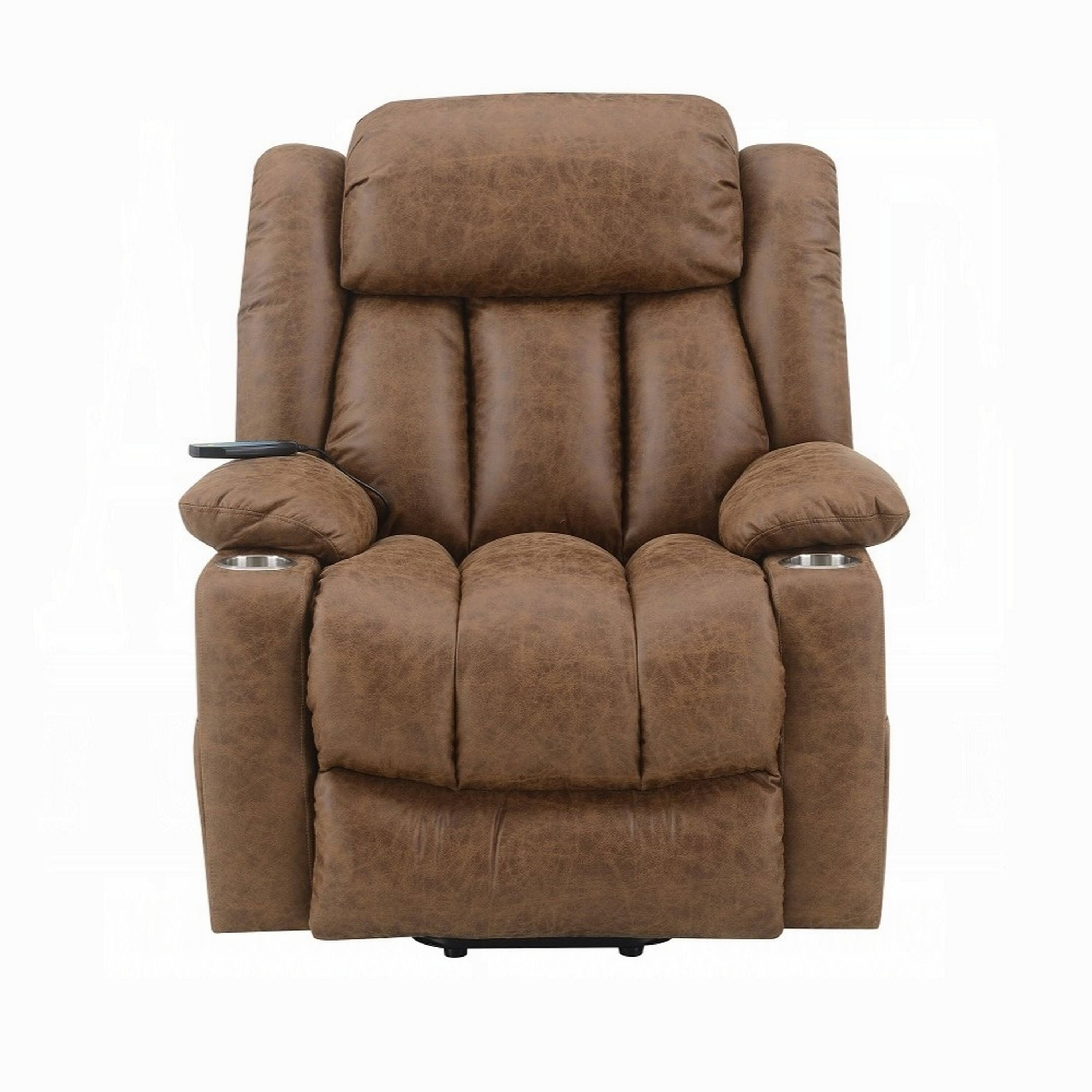 Alt View 1. Manhattan Lane - Mario Power Recliner Lift Chair, Heating Massage, Brown Faux Leather - Brown.