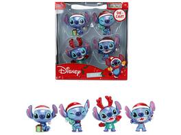 Set of 4 Diecast Figures "Disney's Stitch Christmas Edition" "Metalfigs" Series by Jada - Multicolor