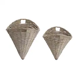 BreeBe - Grey Woven Willow Wall Basket (Set of 2) - Gray
