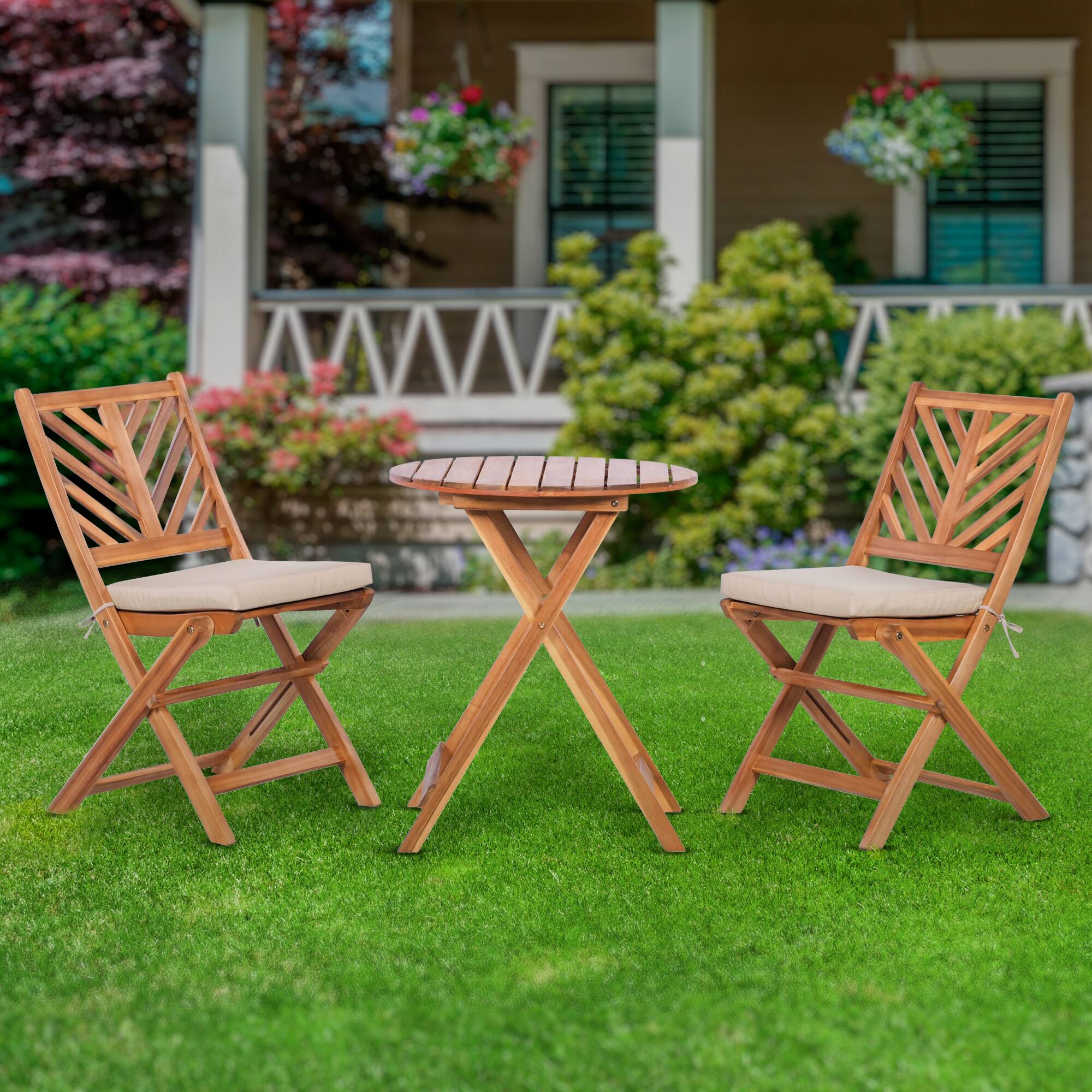 Werph - 3-Piece Acacia Wood Patio Set - Khaki