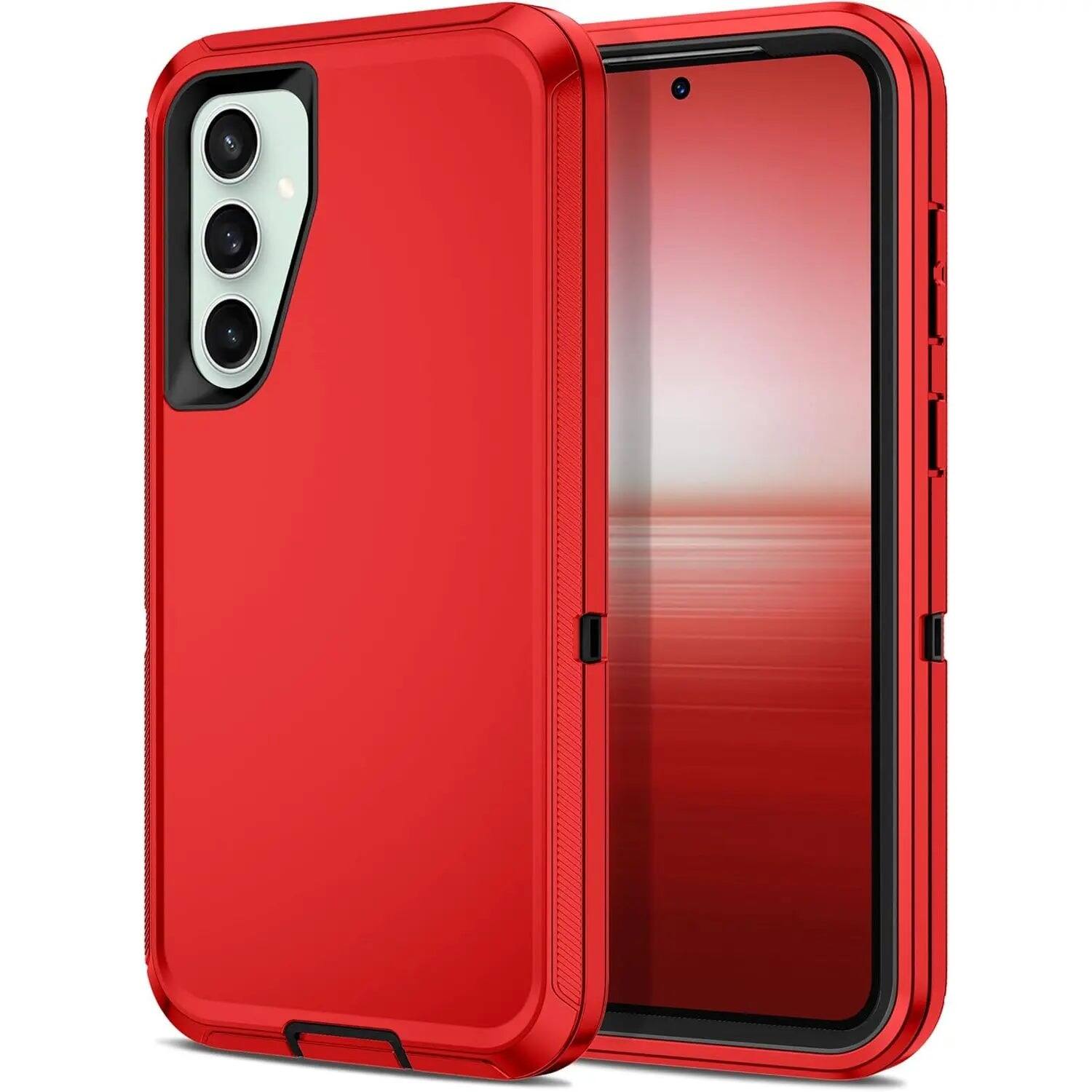Front. Entronix - Entronix Case for Galaxy S24 Plus - Triple-Layer Heavy Duty Protection - Red.