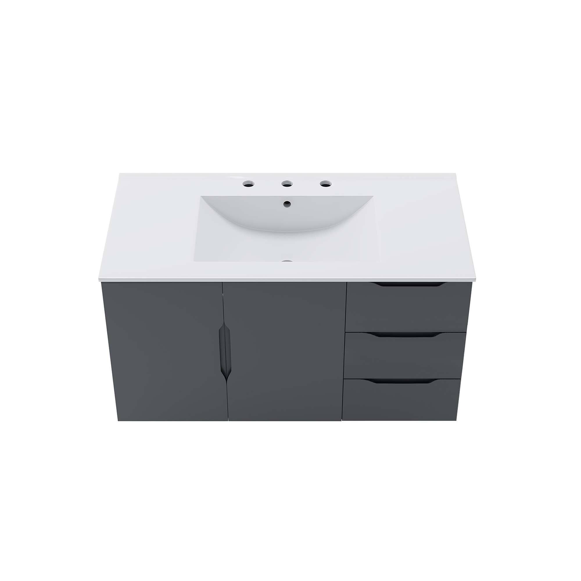Alt View 4. Modway - Vitality Bathroom Vanity Basin Included by Modway - Gray White.