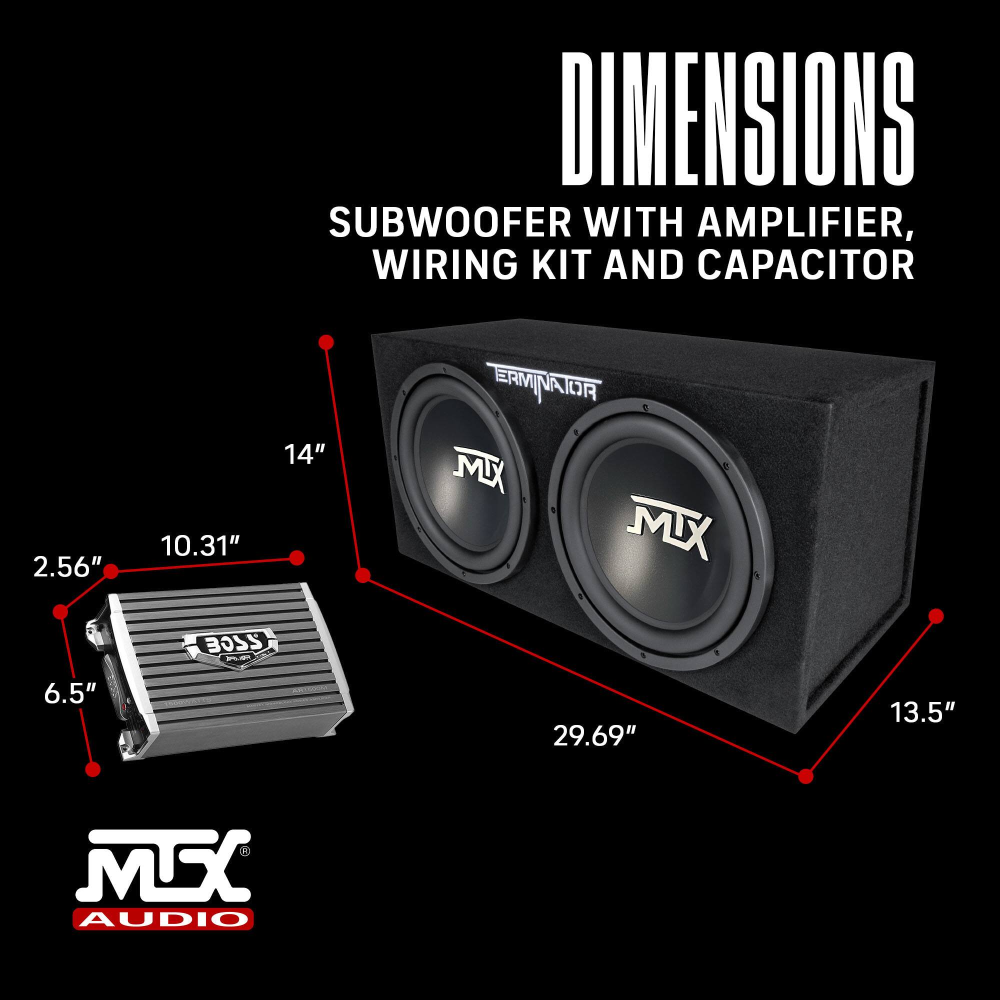 DIMENSIONS SUBWOOFER WITH AMPLIFIER, WIRING KIT AND CAPACITOR

2.56" 10.31" 14" 29.69" 13.5" 6.5"

ERMINATOR ERMI FICAL MX MX 1 220E

MFC AUDIO