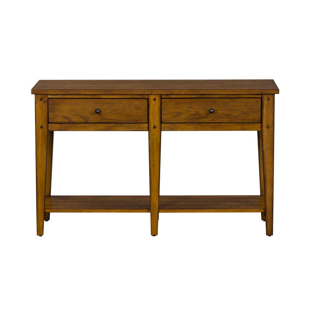 Alt View 1. Liberty Furniture Industries - Lake House Sofa Table in Oak - Brown.