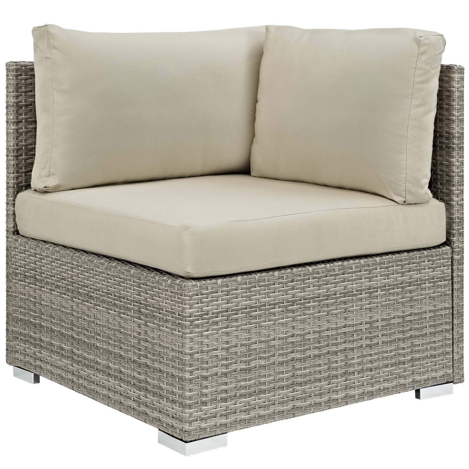 Repose Sunbrella® Fabric Outdoor Patio Corner by Modway - Light Gray Beige