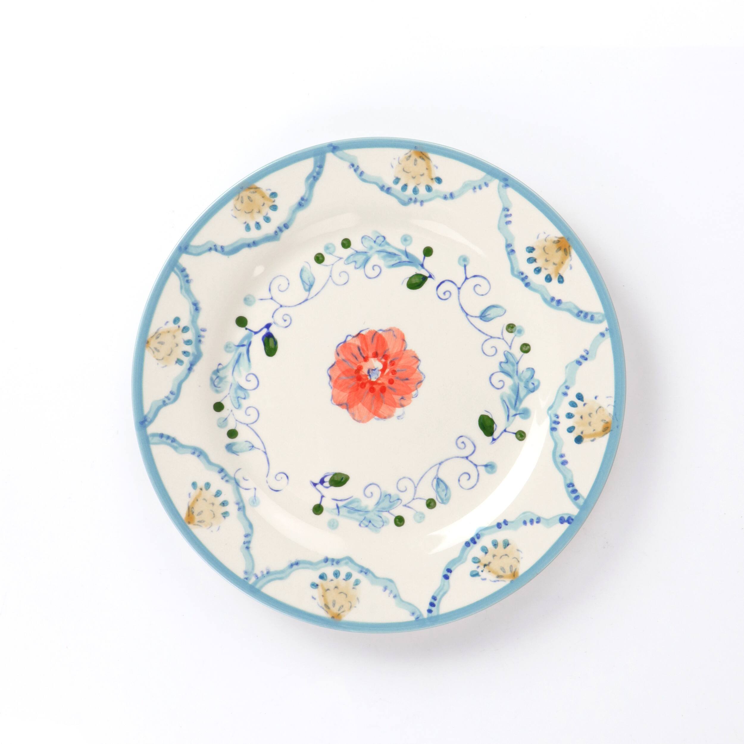 Alt View 5. Gibson - Gibson Elite Anaya 12 Piece Stoneware Dinnerware Set - White, Blue, Orange.