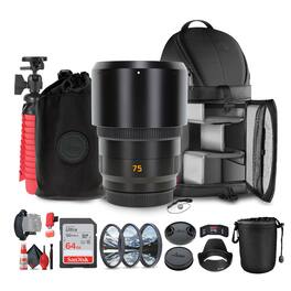 Bundle - Leica - APO-Summicron-SL 75mm f/2 ASPH. Lens + Sling Backpack + 64GB Memory Card + More - Black