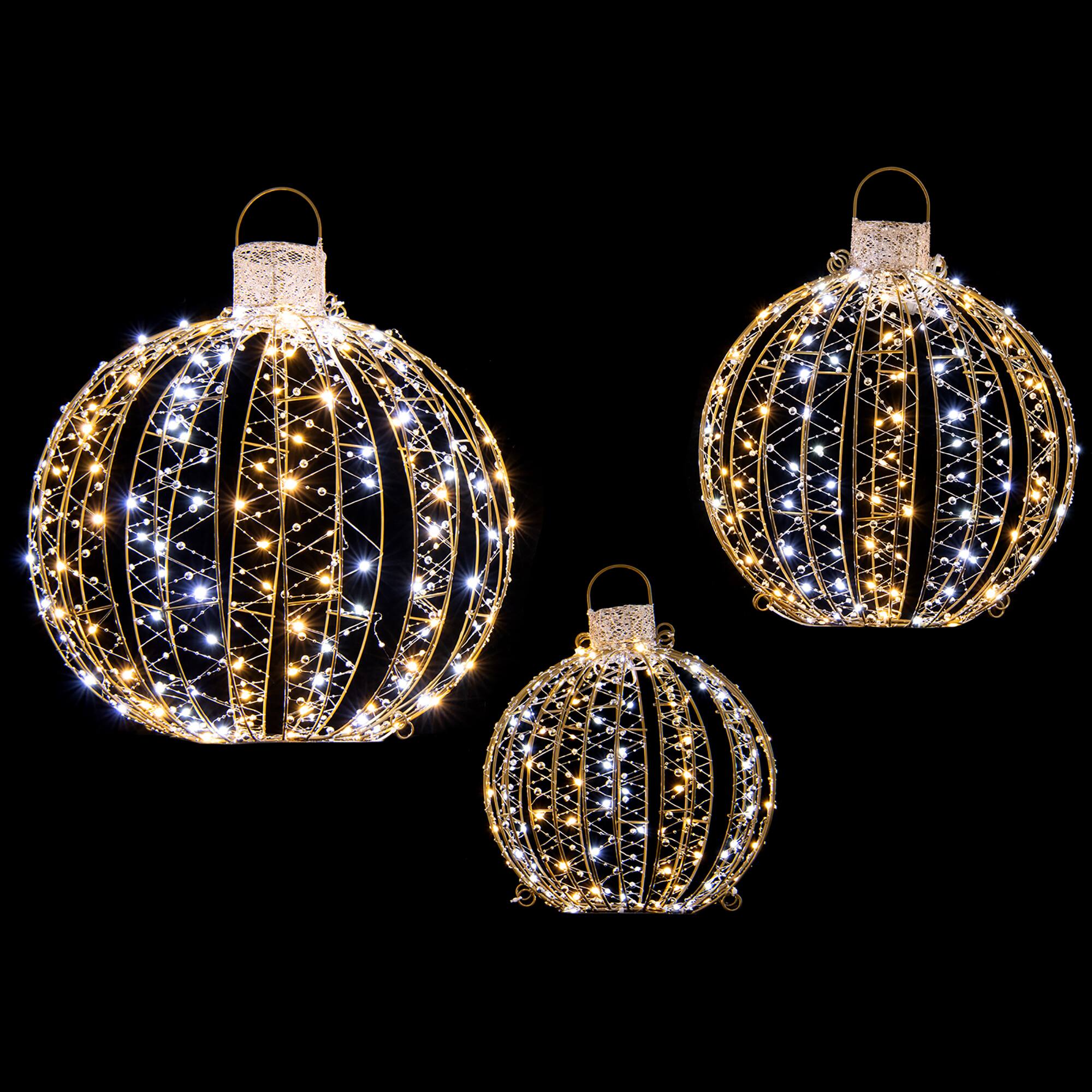 Alt View 21. Costway - 3 Pack Christmas LED Light Balls Outdoor Hanging Light Spheres w/360 Lights - Gold.