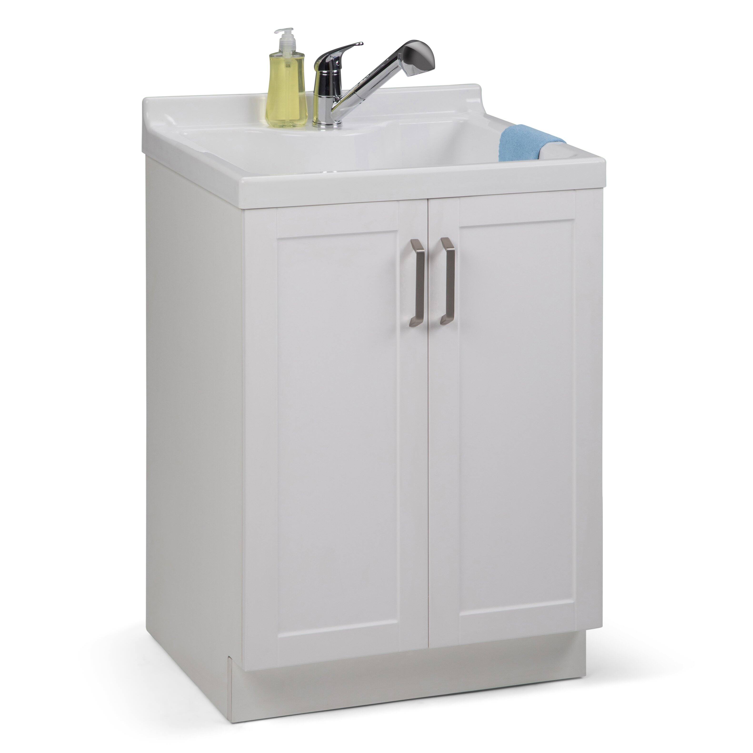 Angle. Simpli Home - Kyle  All-in-One 24-inch ABS Utility Sink & Cabinet - Pure White.