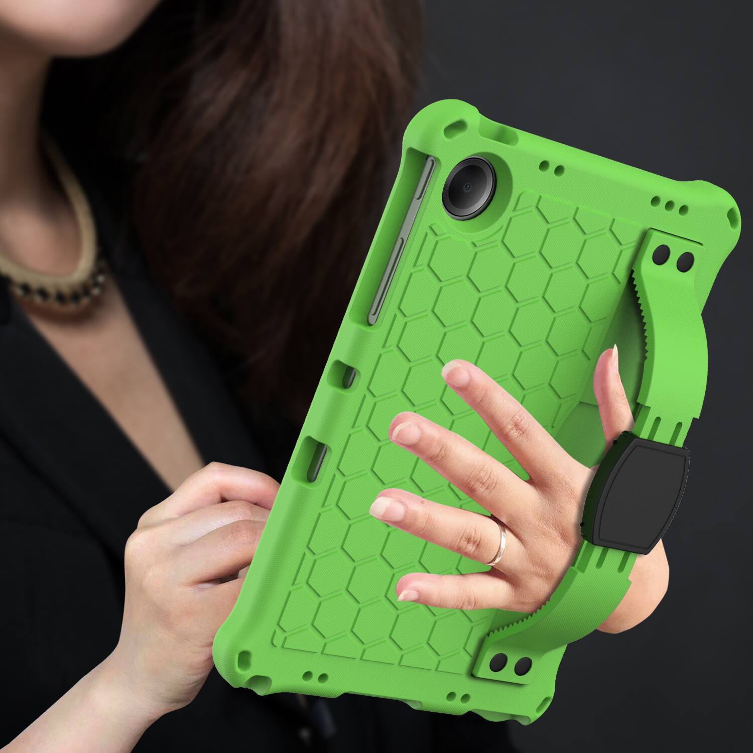 Alt View 2. Dteck - For Samsung Galaxy Tab A11+ 2025 / A9+ 2023 Rugged Kid Case Shockproof Safe EVA Hand Grip Cover With Crossbody Strap - Green.