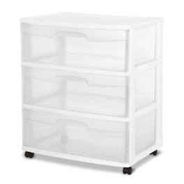 Sterilite - At Home 3 Drawer Wide Storage Cart Container with Casters (4 Pack)