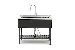 ELEMENT ACE - Freestanding Commercial Utility Sink with Pull-Out Faucet and Large Basin for Heavy-Duty Cleaning Tasks - Black+Silver