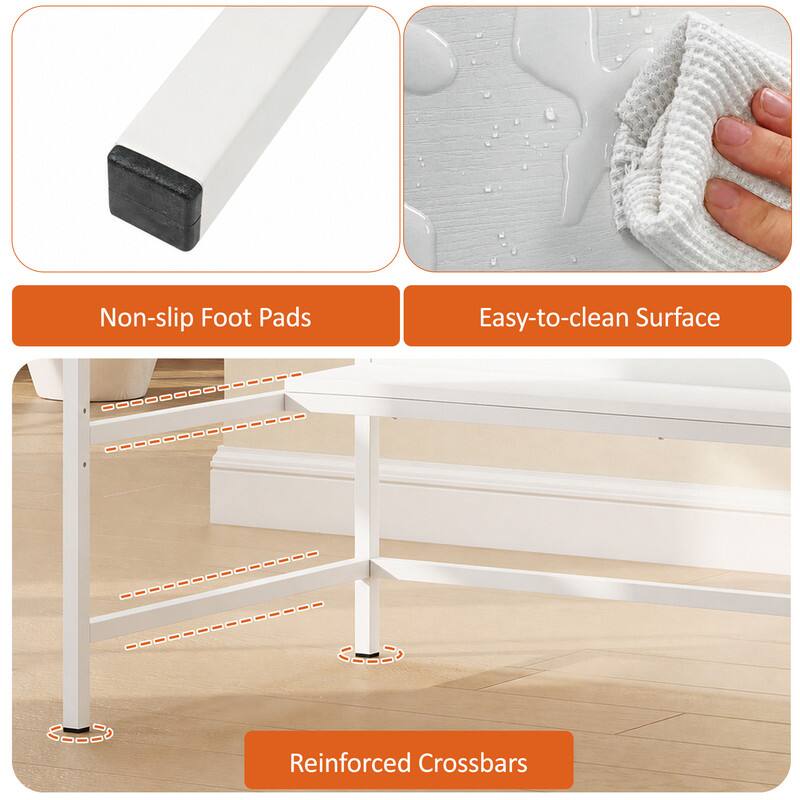 Non-slip Foot Pads  
Easy-to-clean Surface  
Reinforced Crossbars