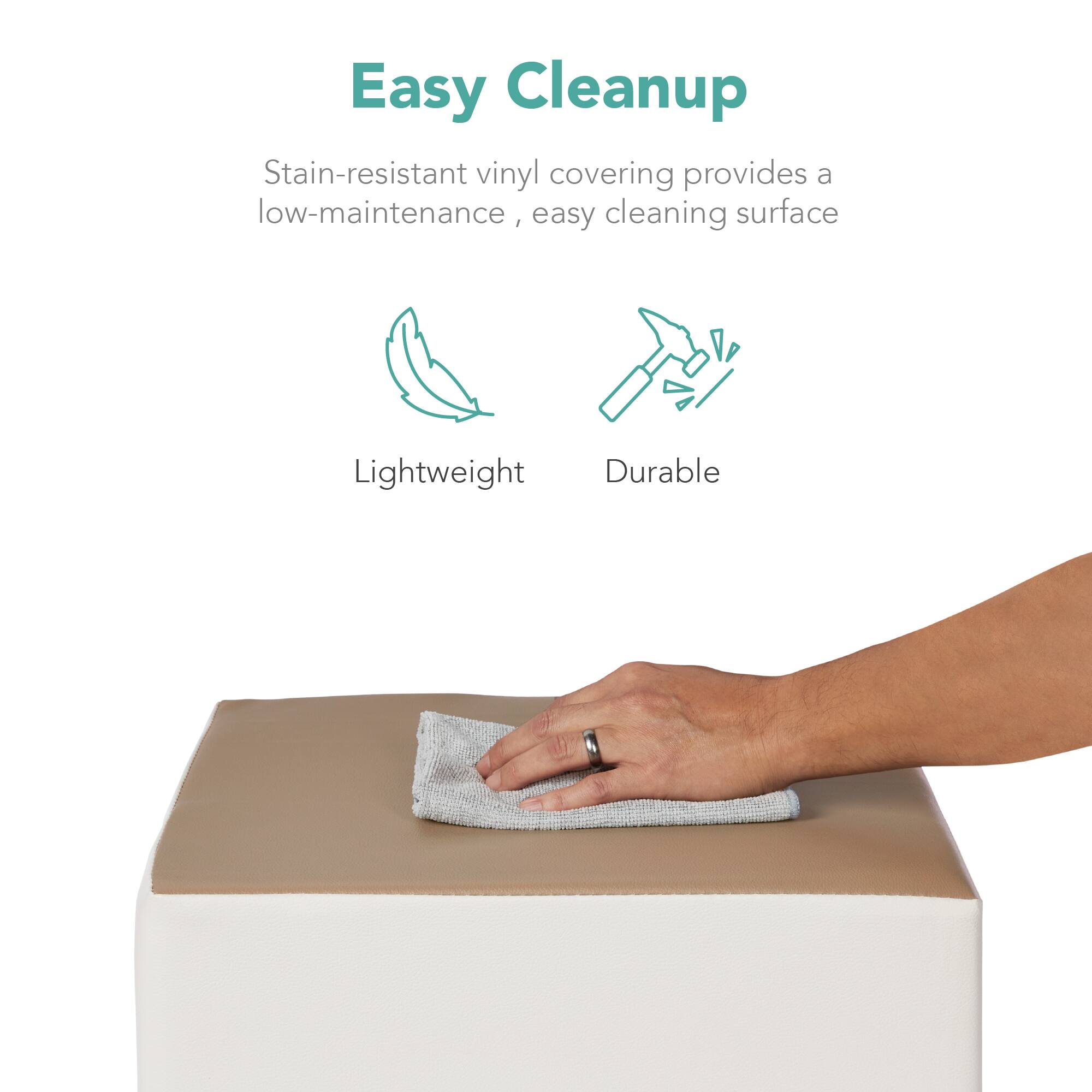 Easy Cleanup

Stain-resistant vinyl covering provides a low-maintenance, easy cleaning surface

Lightweight

Durable