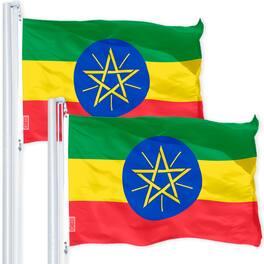 G128 - 2-Pack Ethiopia Flag 3x5 ft 150D Polyester, Brass Grommets - Assorted Colors