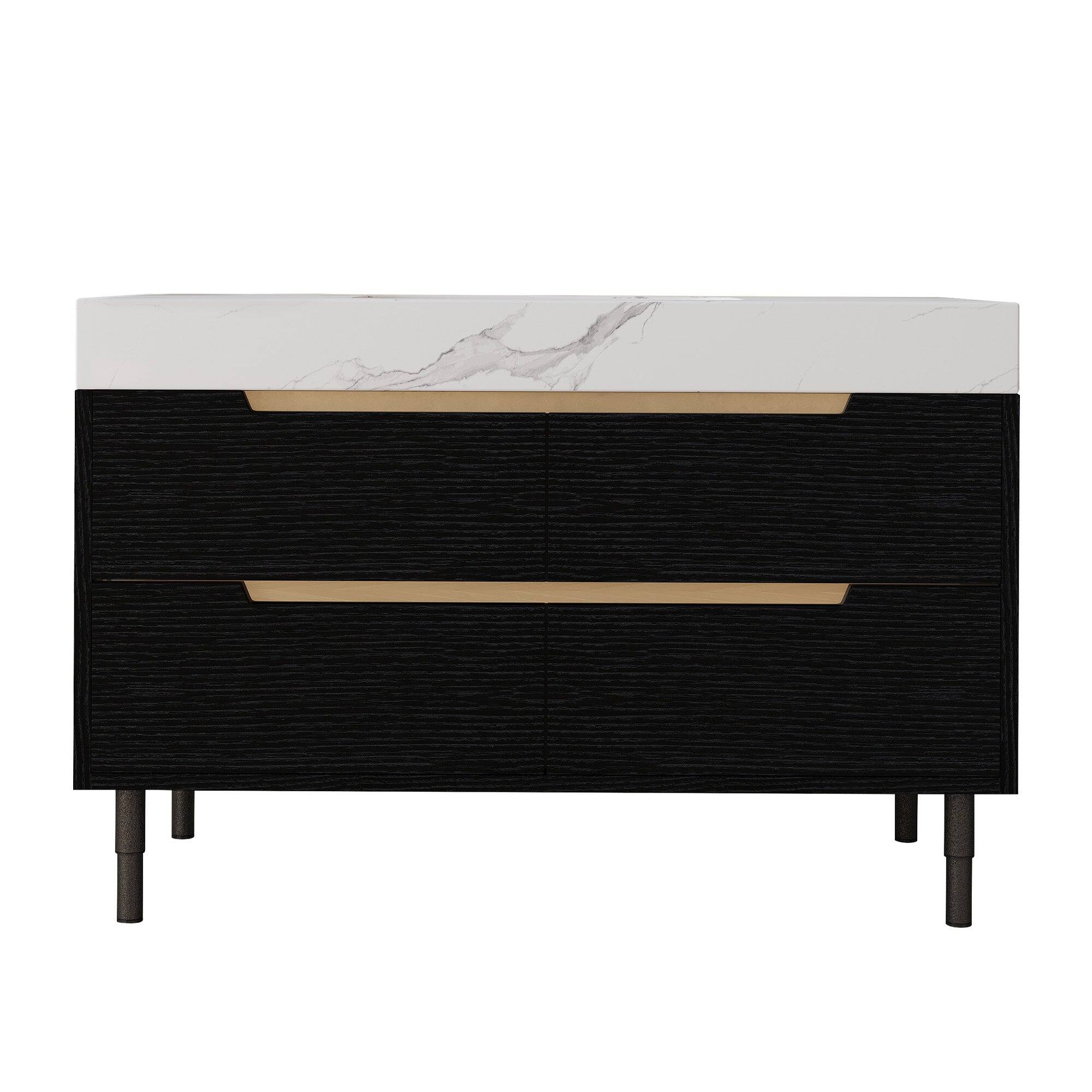 Alt View 2. Boyel Living - 35.4 In Modern Bathroom Vanity Undermount Sink Sintered Stone Top Solid Wood - Black.