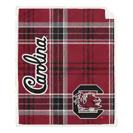 Pegasus - South Carolina Gamecocks 50" x 60" Playmaker Plaid Ultra Cozy Sherpa Throw - Multicolor